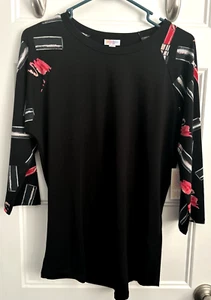Lularoe Lipstick Randy Size Large NWT Black Pink Red - Picture 1 of 9