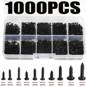 1 Box Carbon Steel Self Tapping Screws Laptop Screws Computer Screws Black - Picture 1 of 12