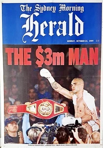 @ HEADLINE BOARD - SPORT: SMH boxing Monday Oct 2001 rare Anthony Mundine poster - Picture 1 of 2