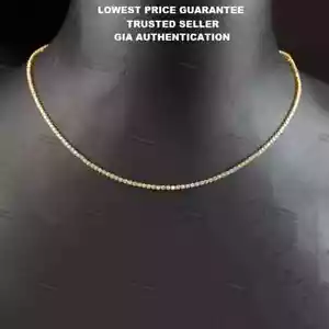 2.07CT Certified VS/GH Lab-Grown Diamond Tennis Necklace 10K Yellow Gold 16" In - Picture 1 of 10