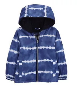 NWT 12m tie dye osh kosh midweight jacket coat puffer hood boys blue wind water - Picture 1 of 7