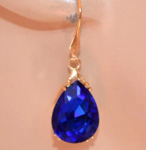 Orecchini Donna cristallo blu goccia oro dorati pendenti ragazza elegante UAX79 - Foto 1 di 1