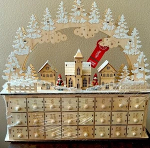 Martha Stewart WOOD Led ADVENT CALENDAR New Christmas Gift - Picture 1 of 3