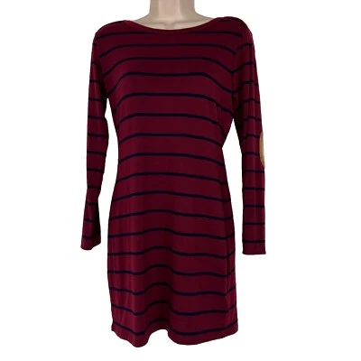 Loveappella Whitnee Dress Women's Small Above Knee 3/4 Sleeve Striped Burgundy - Image 1 of 4