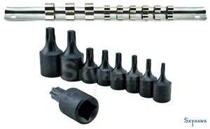 10 PC IMPACT STAR BIT SOCKET TORX SET 1/4 AND 3/8 DRIVE SOCKET -SEAT BELT BRAKE - Picture 1 of 2