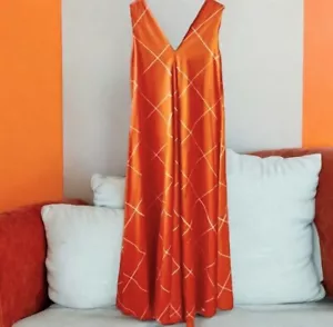 MARIMEKKO Vintage 70's Maxi Sleeveless Dress V-Neck Finland Cotton Womens Small - Picture 1 of 13