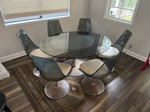 Vintage Chromcraft Saarinen Tulip dining table set, 6 chairs, mid century modern - Picture 1 of 7