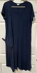 J. Jill Pure Sz M Blue Linen Blend Dress w/Pockets Flowy Very Soft! - Picture 1 of 12