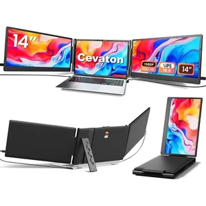 Laptop Screen Extender, 14" FHD 1080P Triple Portable Monitor Plug & Play Screen - Picture 1 of 8