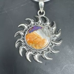 Collar de cadena de plata esterlina 925 con cáscara de ostra espinosa sol Italia hecho a mano - Imagen 1 de 9