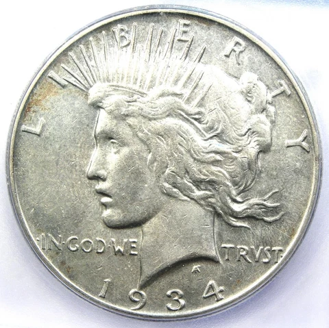 1934-S Peace Silver Dollar $1 Coin - Certified ICG AU50 - Rare Date in AU! Cover