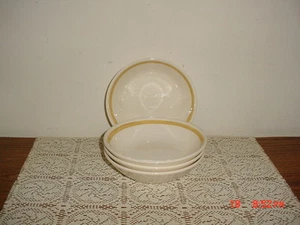 4-PIECE ROYAL CHINA "CAVALIER" 6 3/8" SOUP-SALAD BOWLS/GOLD/YEL-WHT/SALE! - Picture 1 of 4