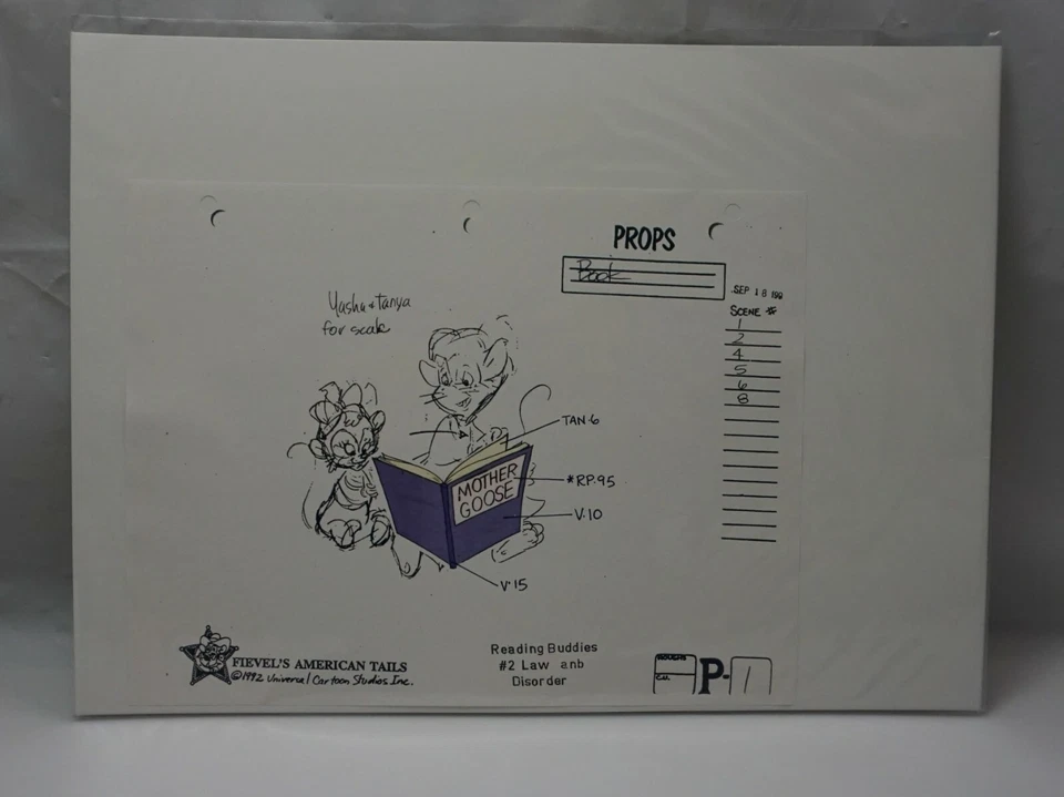 Fievel's American Tails Original Studio Model Cel of Yasha & Tanya Book Prop #20 - Imagem 1 de 3