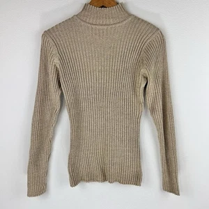 Vtg Basic Editions Women’s Mock Neck Casual Glam Metallic Ribbed Sweater Size S - Picture 1 of 8