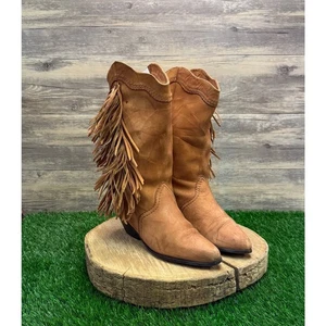 Poppies Women - Size 6.5 - Vintage Tan Fringe Suede Boots - Picture 1 of 12