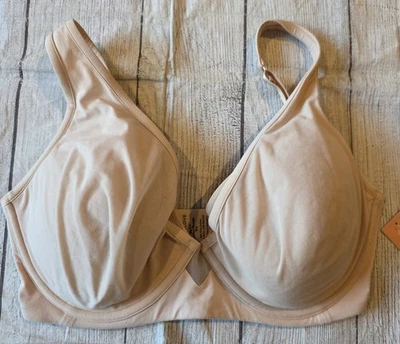 Thirdlove 24/7 Cotton Plunge Bra Size 36F Nude Brand New w/ Tag Underwire Comfy  - Image 1 of 4
