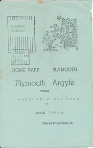 Plymouth Argyle v Managers All Star X1 (Friendly) 1956/1957 - 4 page programme - Picture 1 of 1