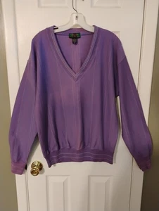 VTG Colours by Alexander Julian Mens Lg Pullover Sweater 90s Faded Purple Golf - Picture 1 of 12