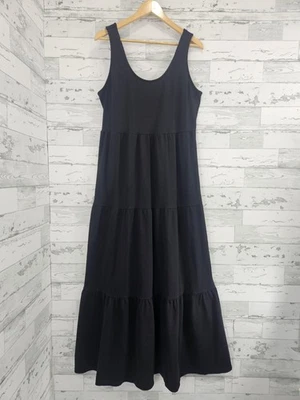 Crown Ivy Sleeveless Scoop Neck Tiered Black Maxi Dress 100% Cotton Womens Large - Image 1 of 4