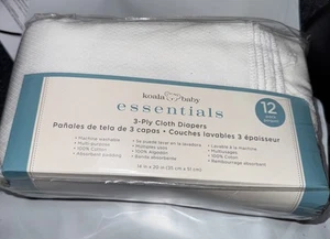 Koala Baby Essentials 3 Ply Cloth Diapers New In Pack 12 Diapers 14 X 20 Inches - Picture 1 of 5