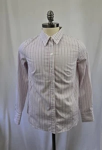 Liz Lange Maternity Button Up/Down Shirt Pink White Stripe Size Medium - Picture 1 of 8