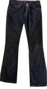 VICTORIA BECKHAM DVB DENIM WOMENS JEANS FLARED LEG MID RISE DARK WASH 28×34 TALL - Picture 1 of 12