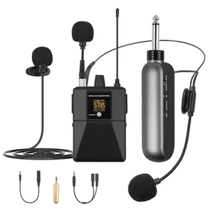 UHF Drahtlos Headset Handheld Mikrofon Lavalier-Mikrofon + Transmitter Empfänger - Bild 1 von 17