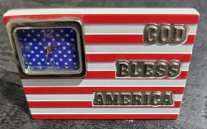 Mini Reloj de Escritorio Bandera Americana Metal 3"x 2" No Probado - Imagen 1 de 4