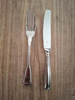 Messer und Gabel, WMF, Augsburger Faden, Cromargan, insgesamt 2 Sets vorhanden - Bild 1 von 3