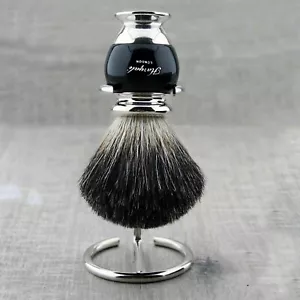 Men's Pure Black Badger Hair Shaving Brush With Brush Holder Stand Gifts Set Kit - Picture 1 of 4