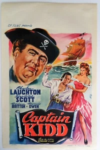 Superbe affiche de cinéma Captain KIDD Randolph SCOTT et Charles LAUGHTON - Photo 1/2