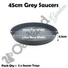 Round Plastic Plant Pot Saucer Water Drip Tray 45cm Grey Base Tray Qty = 2