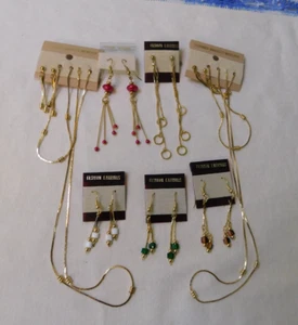 Group Chain Jewelry LOT Gold Plated Chains Necklaces Bracelets Earrings - Imagen 1 de 7