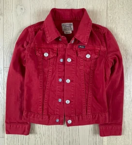 POLO RALPH LAUREN JEANS TRUCKER JACKE Junge Mädchen ROT Denim Größe: 5 EUC kostenloser Versand - Bild 1 von 5