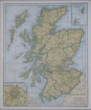 Original 1921 Map SCOTLAND Railroads Edinburgh Orkney Shetland Islands Inverness