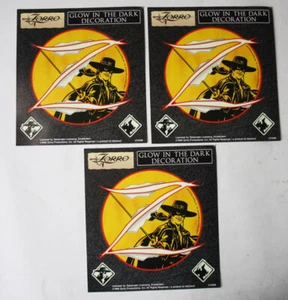 3X RARE VINTAGE 1998 ZORRO GLOW IN THE DARK STICKER INTRODUCT HOLLAND NEW! - Bild 1 von 8