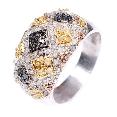 Anillo de compromiso de plata 925 con diamantes blancos/dorados naturales crudos reales de 1,81 quilates talla 8 Foto 1 de 2