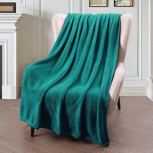 Fleece Throw Blanket for Couch Sofa 300GSM Super Soft and Warm Blankets Teal ... - Picture 1 of 8