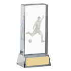 Laser Engraved 3d Football Glass Cube free silk lined presentation box GLF30