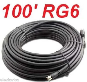 100 FT RG-6 SATELLITE COAX CABLE RG6 COAXIAL HD ANTENNA HDTV WIRE - Picture 1 of 3