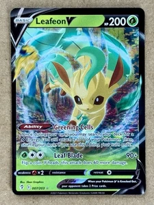 POKÉMON TCG EVOLVING SKIES LEAFEON V RARE HOLO 007/203 NM+ - Picture 1 of 2