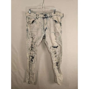 Smoke Rise Dnm Co. Distressed Ripped Jeans Paint Splatter Light Wash Denim Men's - Picture 1 of 7
