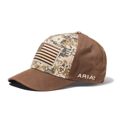 Gorra trasera de tela Ariat Patriot para hombre, marrón, talla única Foto 1 de 2