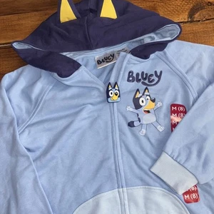 Bluey Hoodie Sweatshirt Girls MED 8 Blue Heeler Cattle Dog Hooded Long Slv NEW - Picture 1 of 7