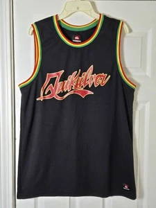 Vintage Y2K Quicksilver Rasta Basketball Jersey Men's Size Large Black - Picture 1 of 4