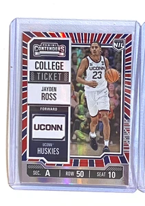2025 Panini Contenders College Red White Blue Stripes #23 JAYDEN ROSS UConn - Picture 1 of 2