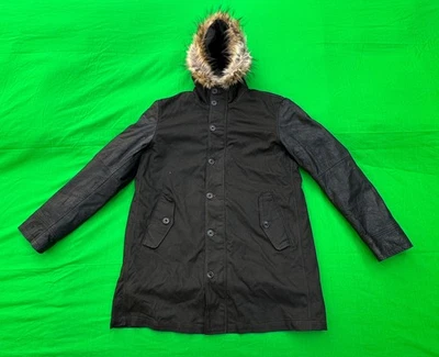 John Varvatos Men's Leather Hooded Jacket Size L. - Image 1 of 4