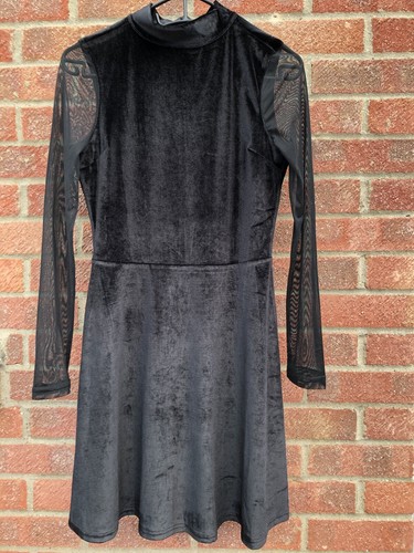 UNDERCOVER Abito Top Secret in velluto nero con maniche trasparenti taglia S