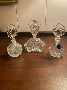 Three Crystal Perfume Bottles Inc. Hobnail Design And Princess House - Picture 1 of 5