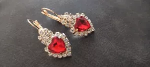 Simulated Ruby Drop Earrings - Picture 1 of 1